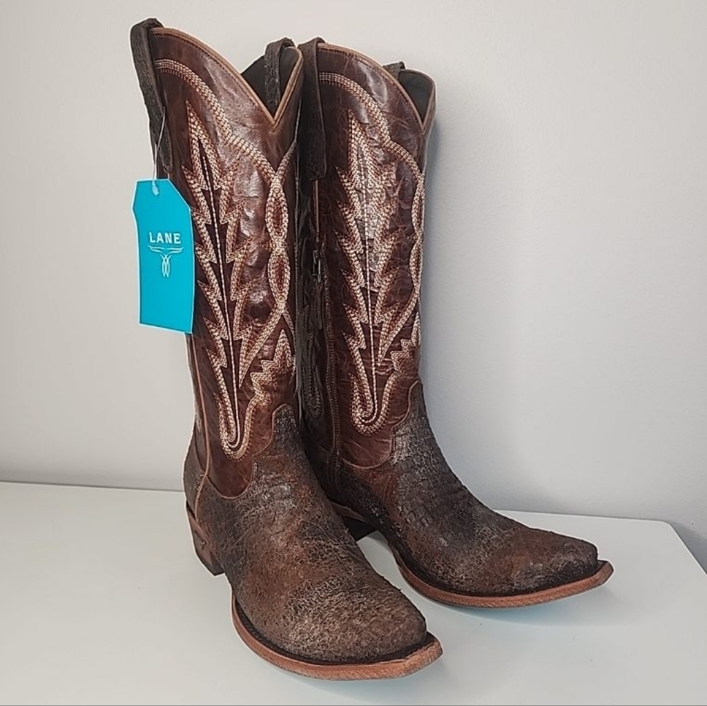 Lane Limited Edition Skylight Chocolate Leather Western Boots Size 9.5